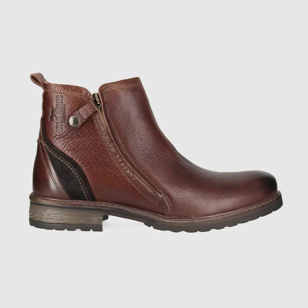 Shock Absorber Cushioned Step Adventure Journey Hunter Zip Up Boots Dark Brown