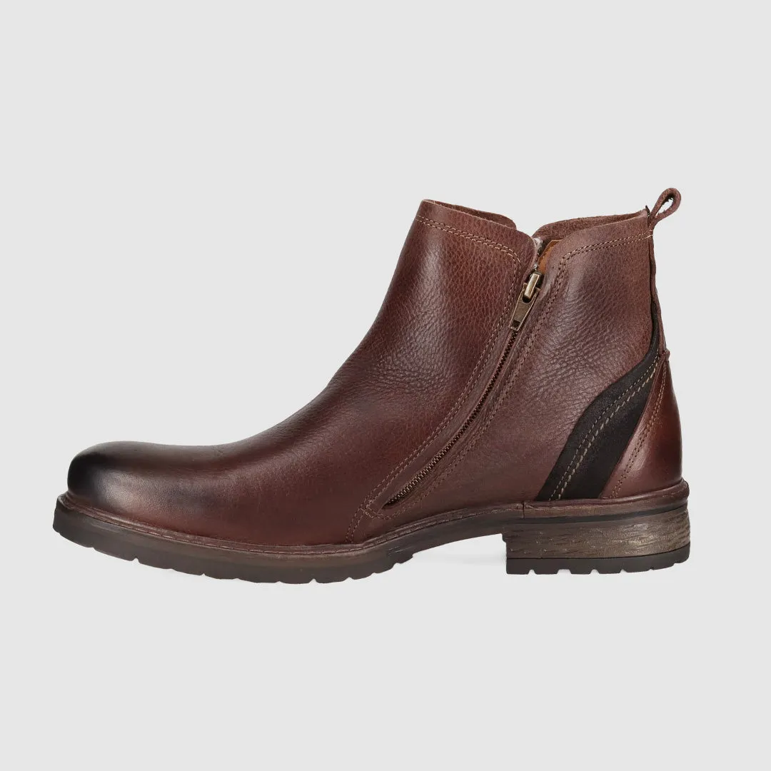 Walk Easy Heel Support Hunter Zip Up Boots Dark Brown