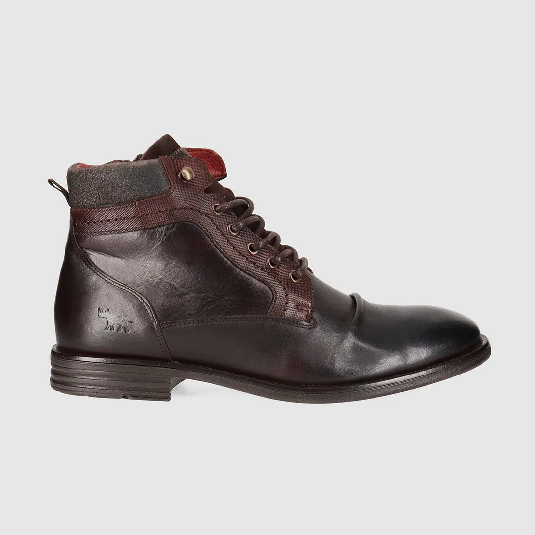 Stretchable Material Jagger Dark Brown Lace Up Boots