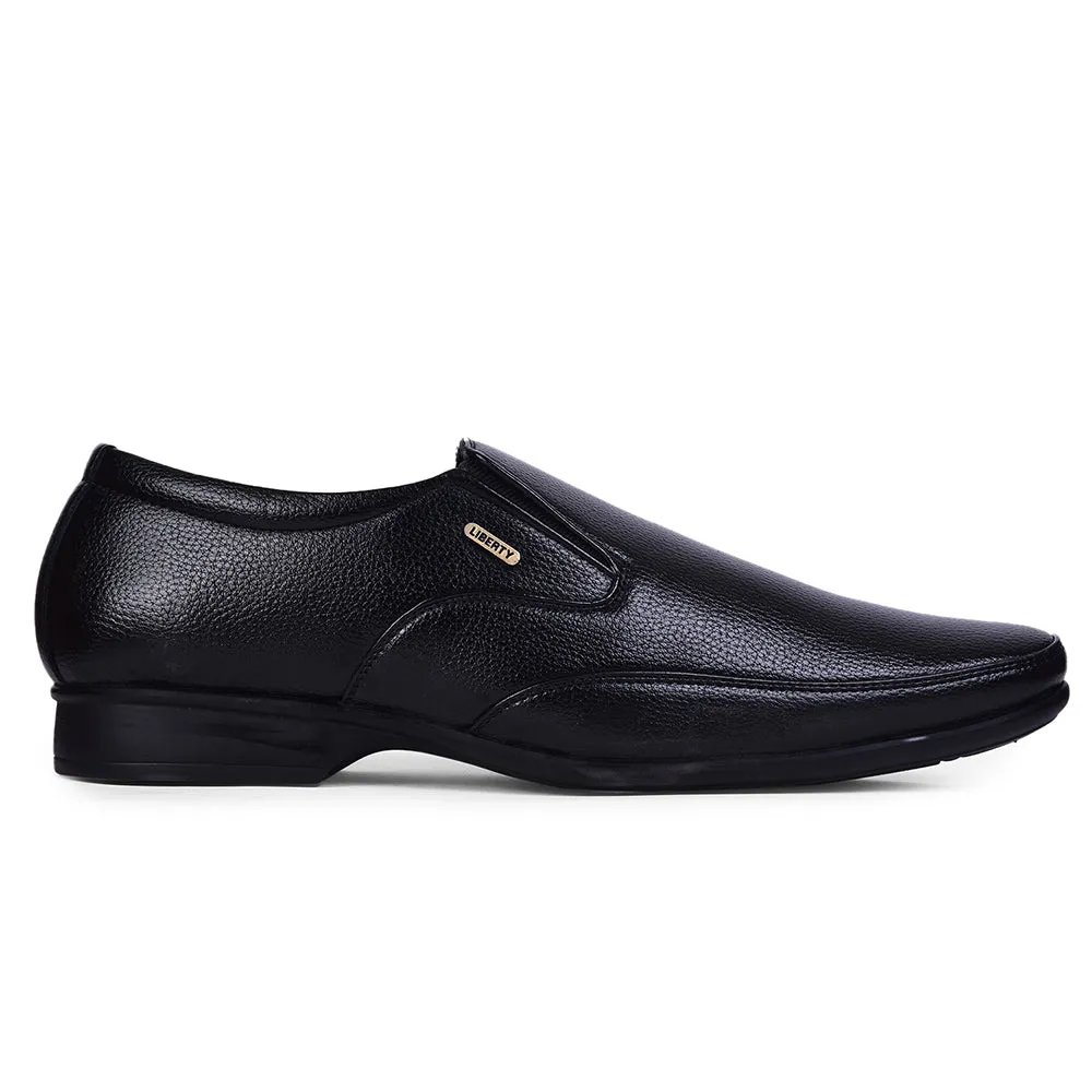 Fortune Black Formal Non Lacing Shoes For Men HOL-132E By Liberty Hidden Lift
