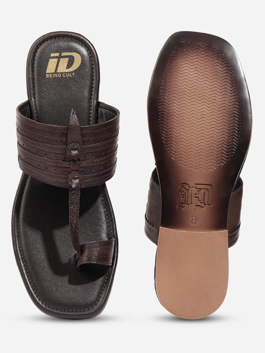 Men Brown Sandal / Slipper (ID4231) White Clean Black Edge