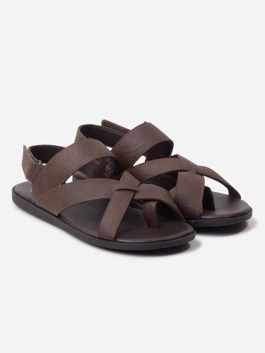 Men's Brown Cross Strap Casual Sandals (IX5017) Top Rated Smart Look