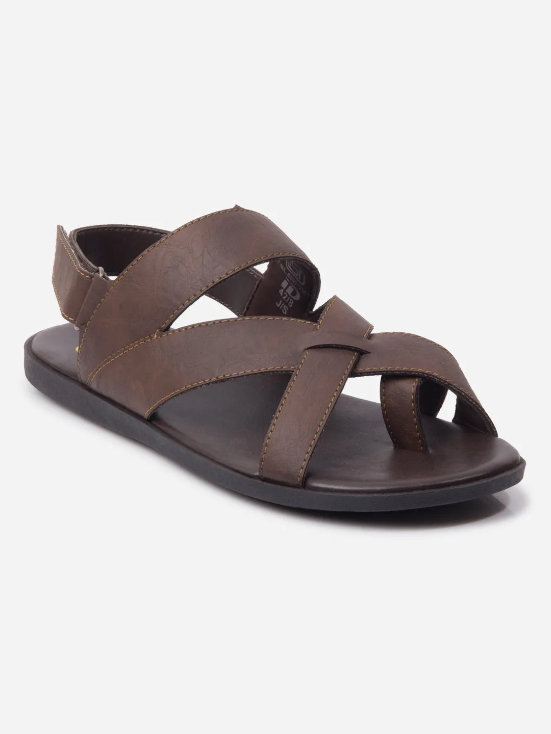 Men's Brown Cross Strap Casual Sandals (IX5017) Teen Fun