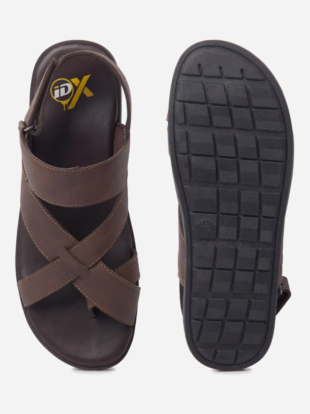 Sky Light Men's Brown Cross Strap Casual Sandals (IX5017)