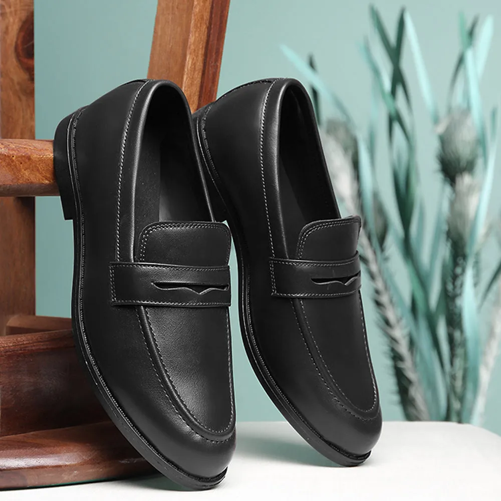 Fortune Black Non Lacing Formal Shoes For Men MAJESTIC-2 By Liberty Detail Work Gala Reception