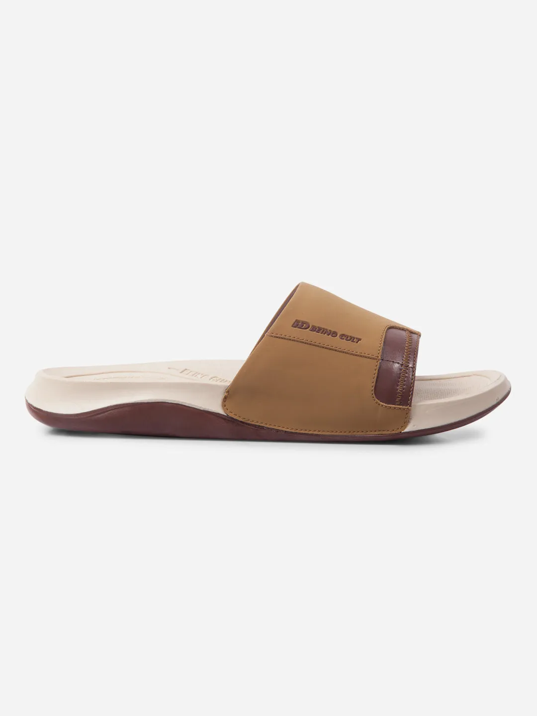 Anti Odor Outdoor Explorers Cushioned heel Men's Camel/Brown Active Graphic Printed Slider (IX5019)