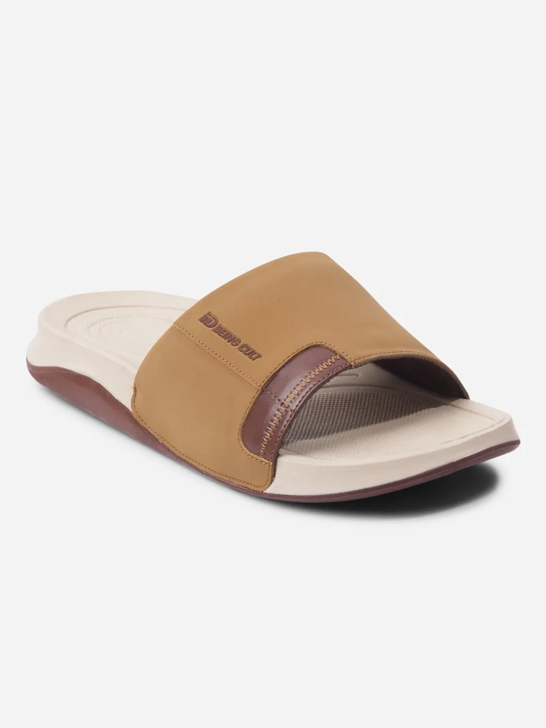 Greek Ease Vital Step Men's Camel/Brown Active Graphic Printed Slider (IX5019)