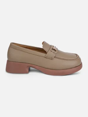 Women's Khaki Block Heel Slip On (IU2004) Any Occasion Bright Jog