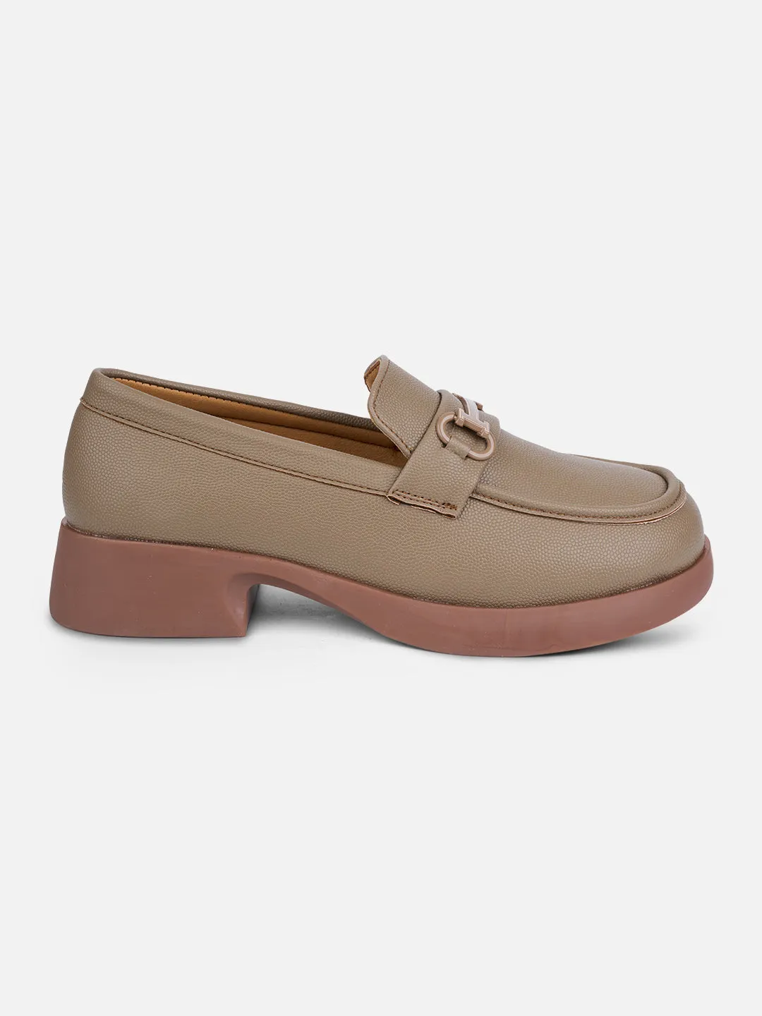 Women's Khaki Block Heel Slip On (IU2004) Any Occasion Bright Jog