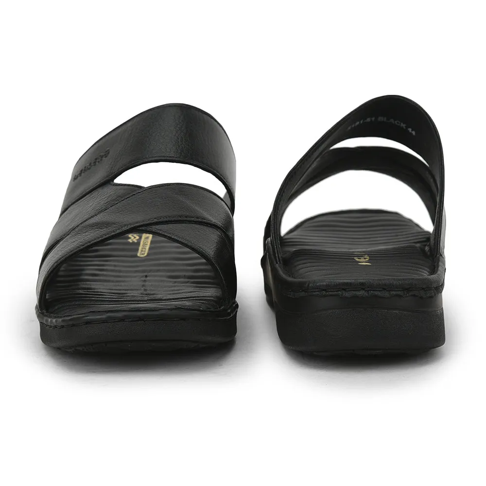 Healers Casual Slippers For Men (Black) 2191-51 By Liberty Stride Ease Good Grip