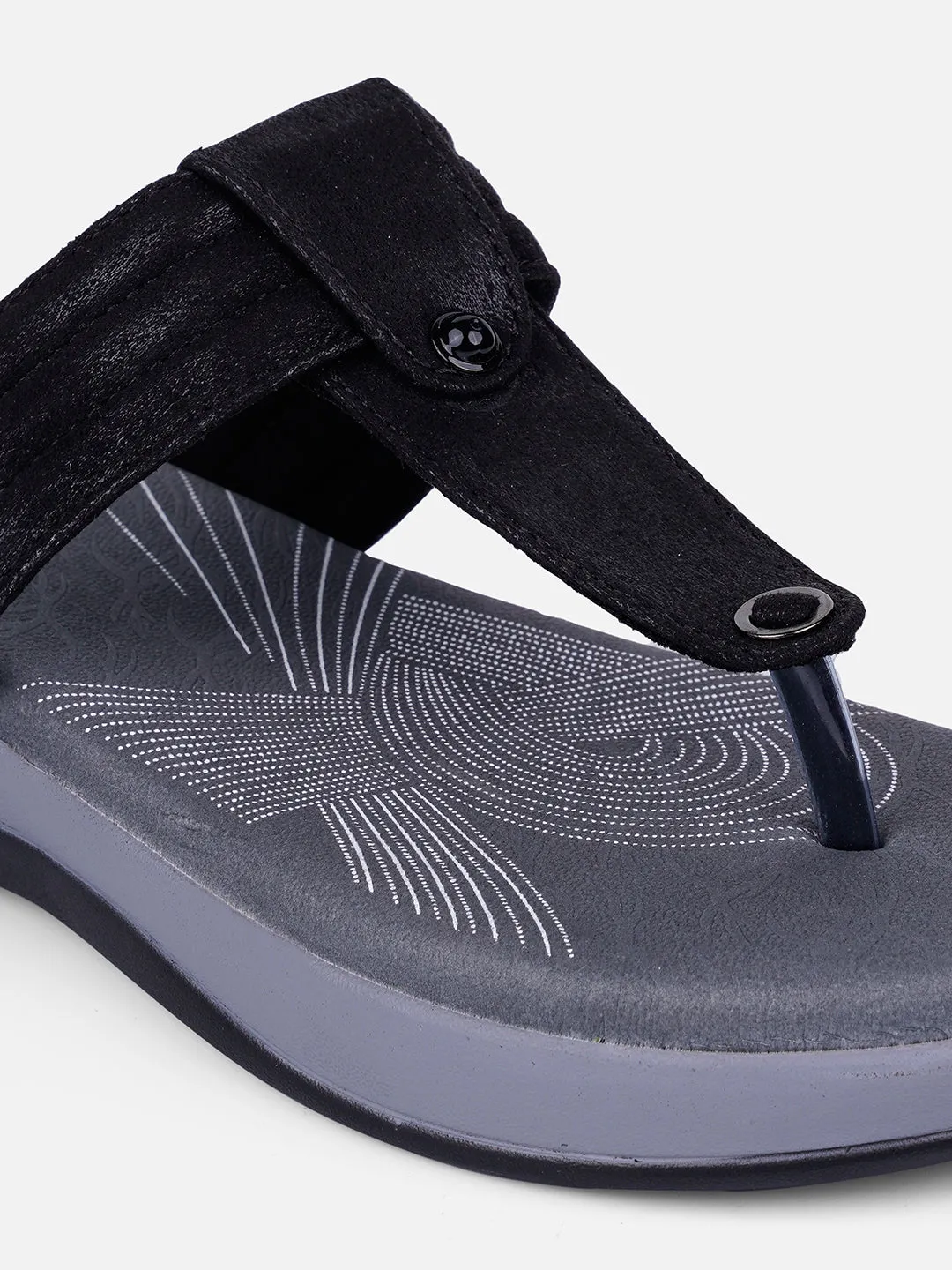 Relax Mode Quick Slip Fit Women's Black Thong Sandals (IU6002)