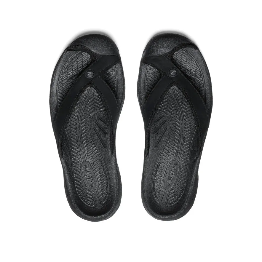 Mid Top Style Women's Waimea Leather Flip-Flop  |  Black/Black