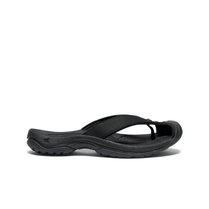 Anti Fatigue Footbed Zero Drop Design Women's Waimea Leather Flip-Flop  |  Black/Black
