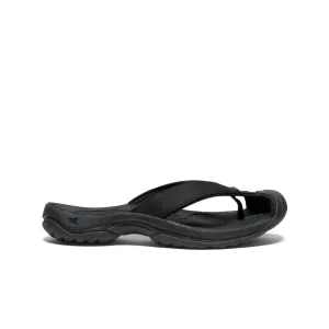 Anti Fatigue Footbed Zero Drop Design Women's Waimea Leather Flip-Flop  |  Black/Black