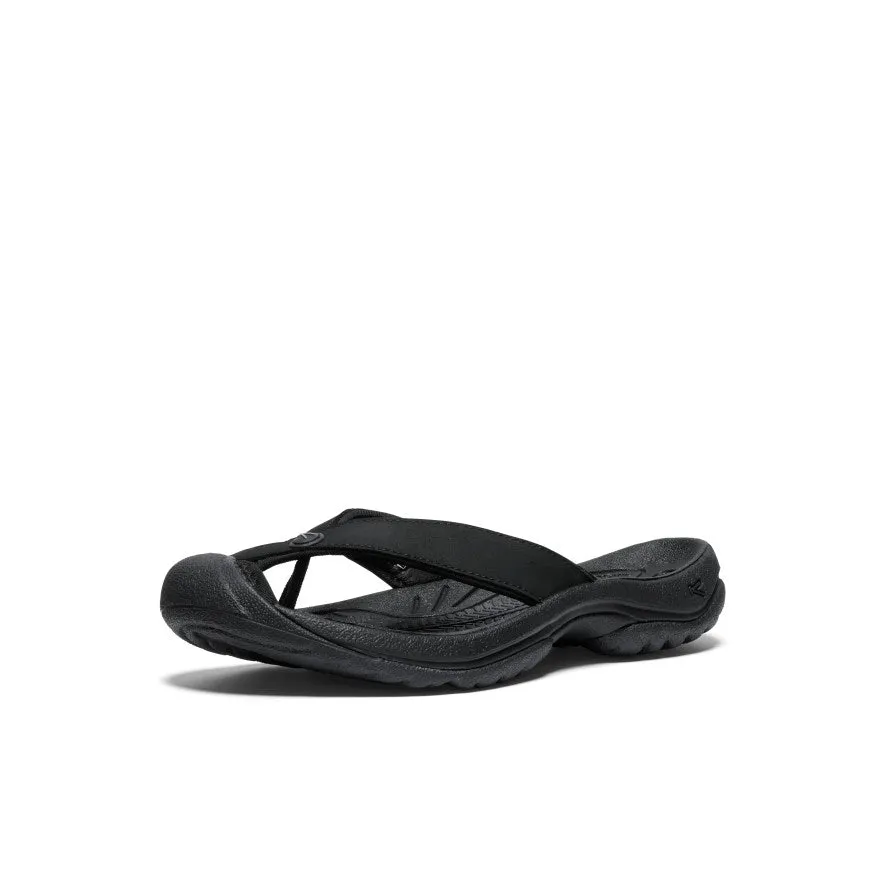 Women's Waimea Leather Flip-Flop  |  Black/Black Sidewalk Walk