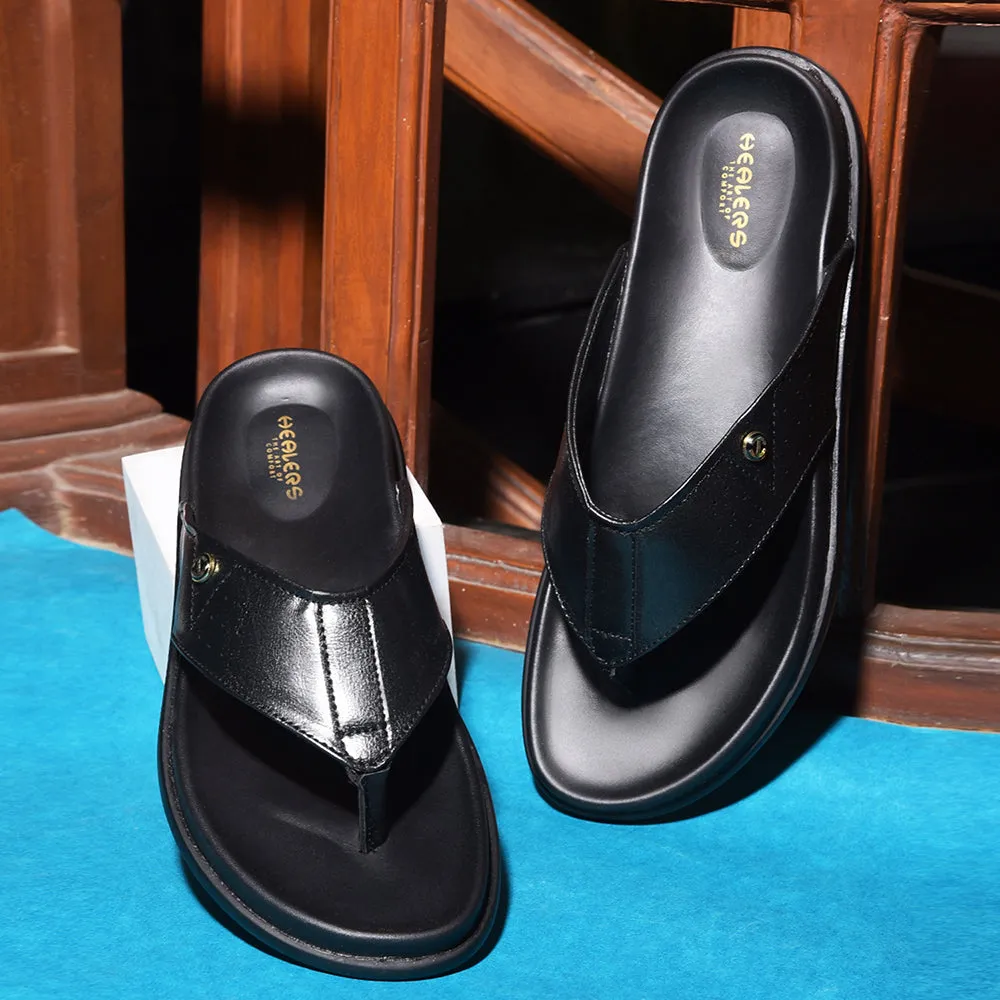 Healers Casual Black Slippers For Men LEEKS-1 By Liberty Shine Shade
