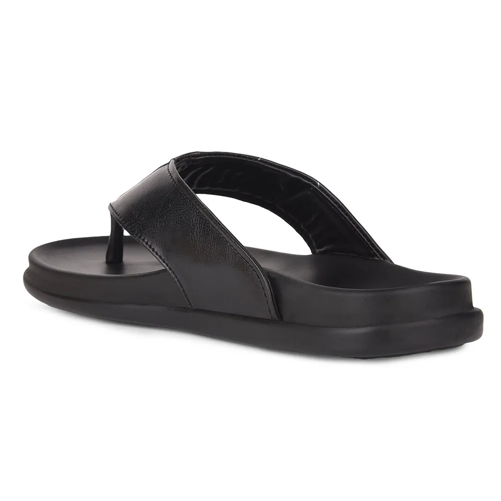 Foot Glow Healers Casual Black Slippers For Men LEEKS-1 By Liberty