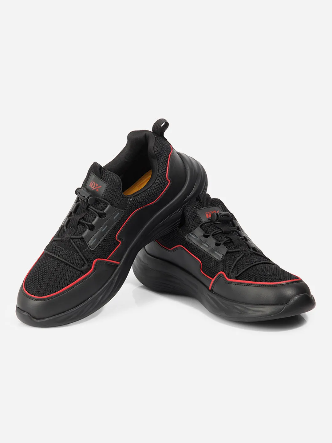 Men's Black Textured Mesh Sneakers IX7131 Slip On Mechanism