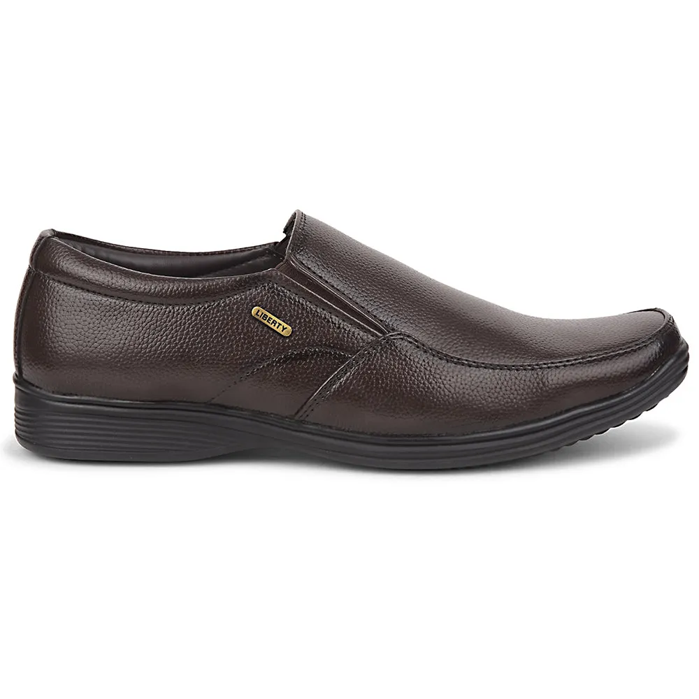 Fortune Brown Formal Non Lacing Moccasin Shoes For Men R573-06 By Liberty Cushion Feel windproof