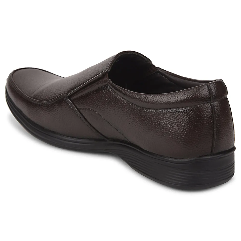 Fortune Brown Formal Non Lacing Moccasin Shoes For Men R573-06 By Liberty Dark Hue Comfort Fit