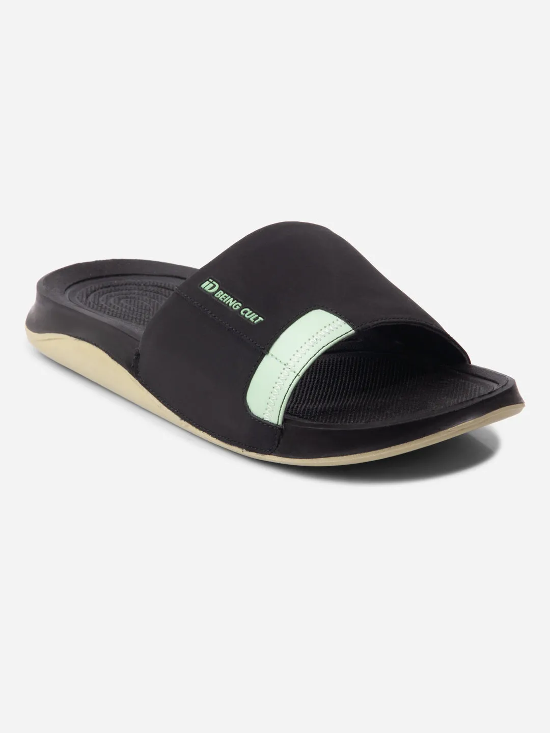 Men's Black/Green Active Graphic Printed Slider (IX5019) Star Mood