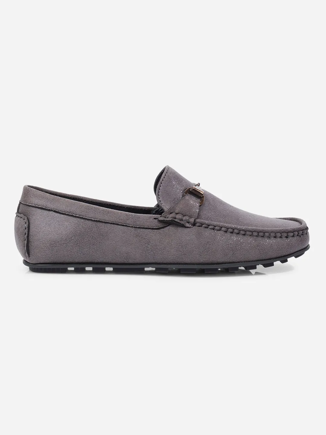 Men's Grey Moc Toe Buckle Loafer (IX4115) Active Day Heart Glow