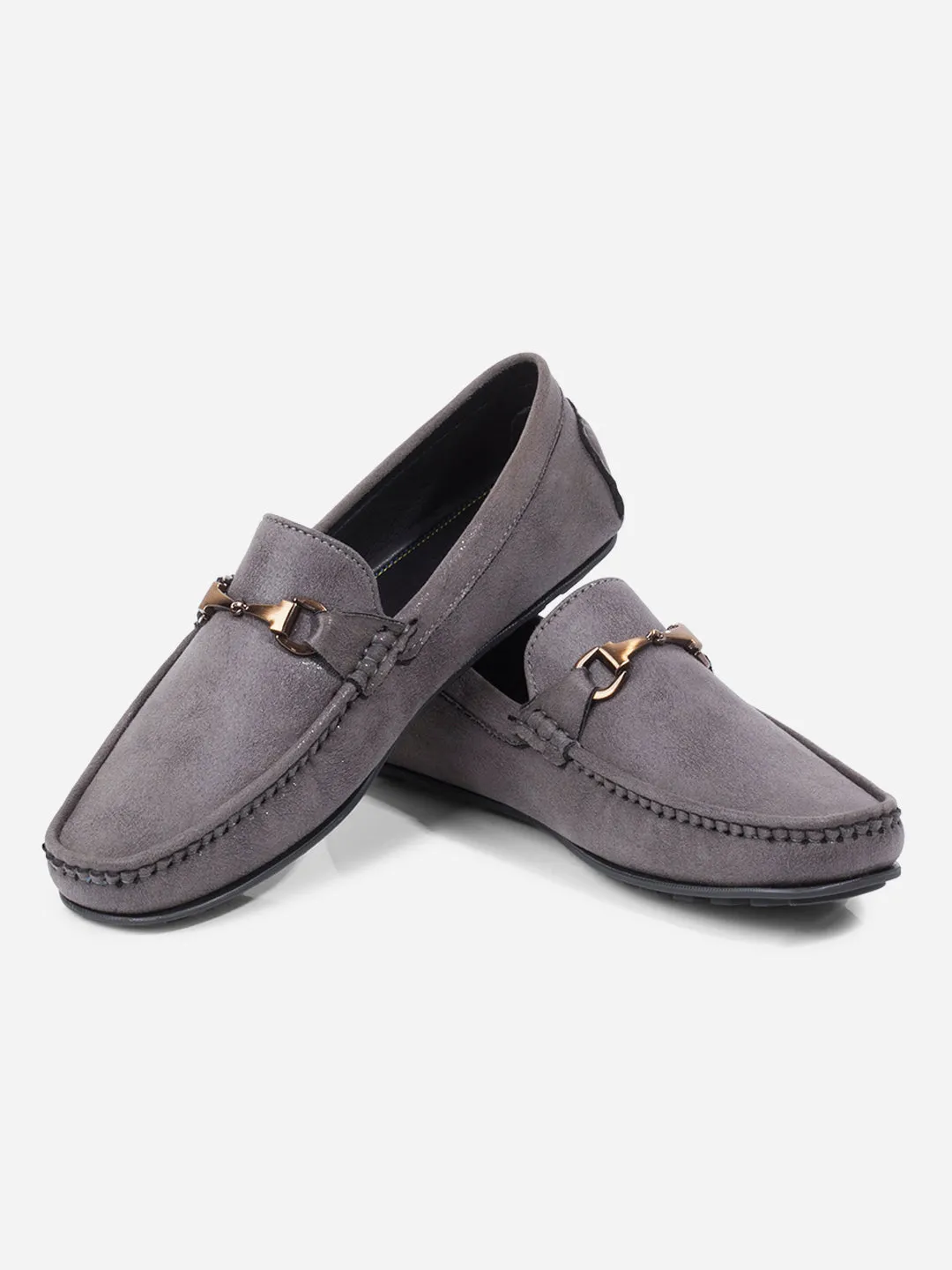 Men's Grey Moc Toe Buckle Loafer (IX4115) Photo Glam Peace Mood
