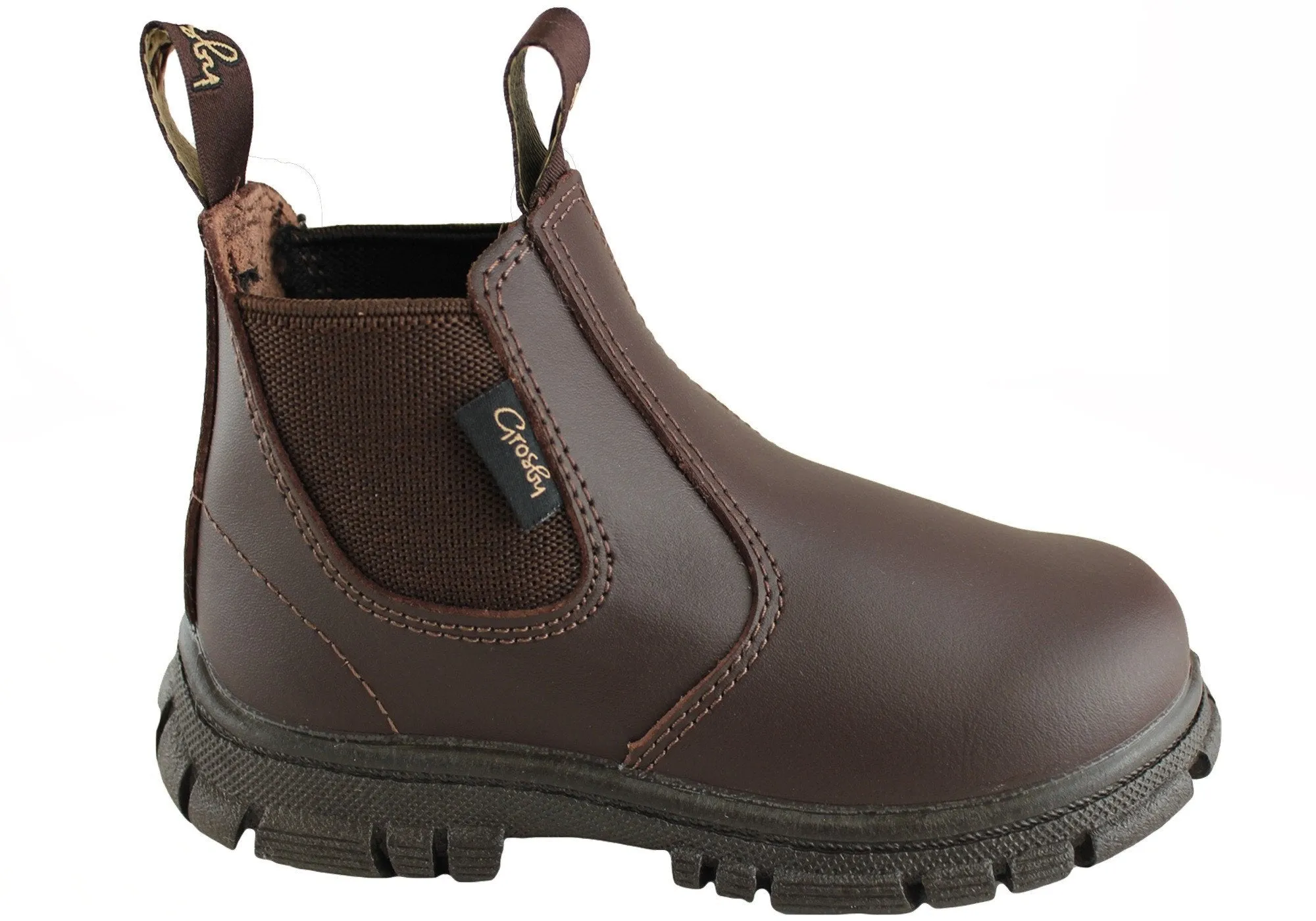 Grosby Ranch Junior Kids/Youths Pull On Leather Boots Lightweight Design Durable kids' items