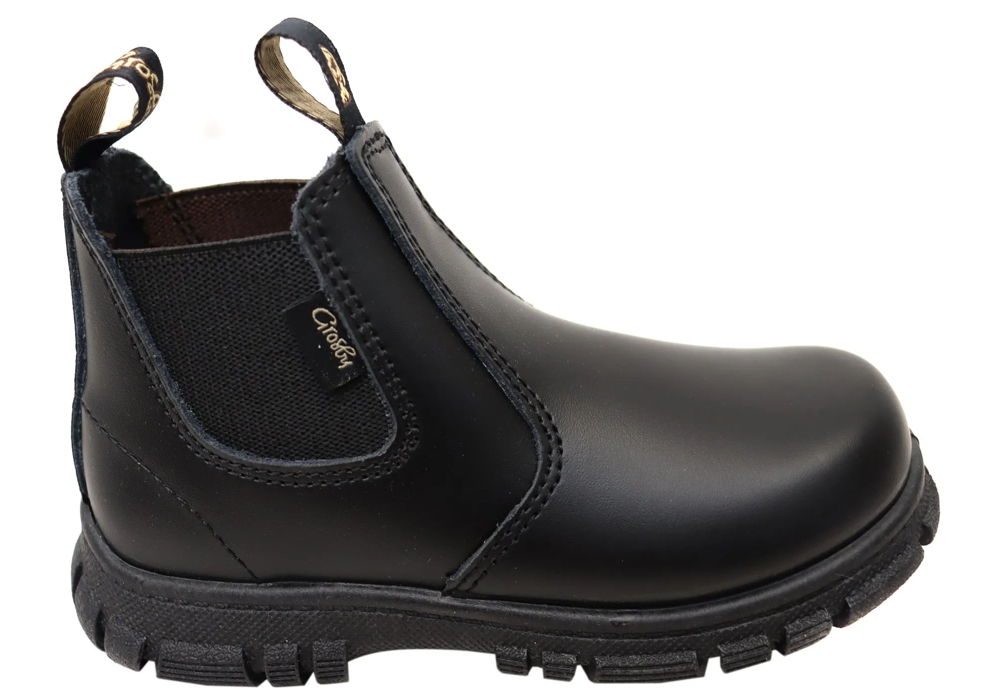 Grosby Ranch Junior Kids/Youths Pull On Leather Boots Kids' sandals Soccer - themed kids' shoes