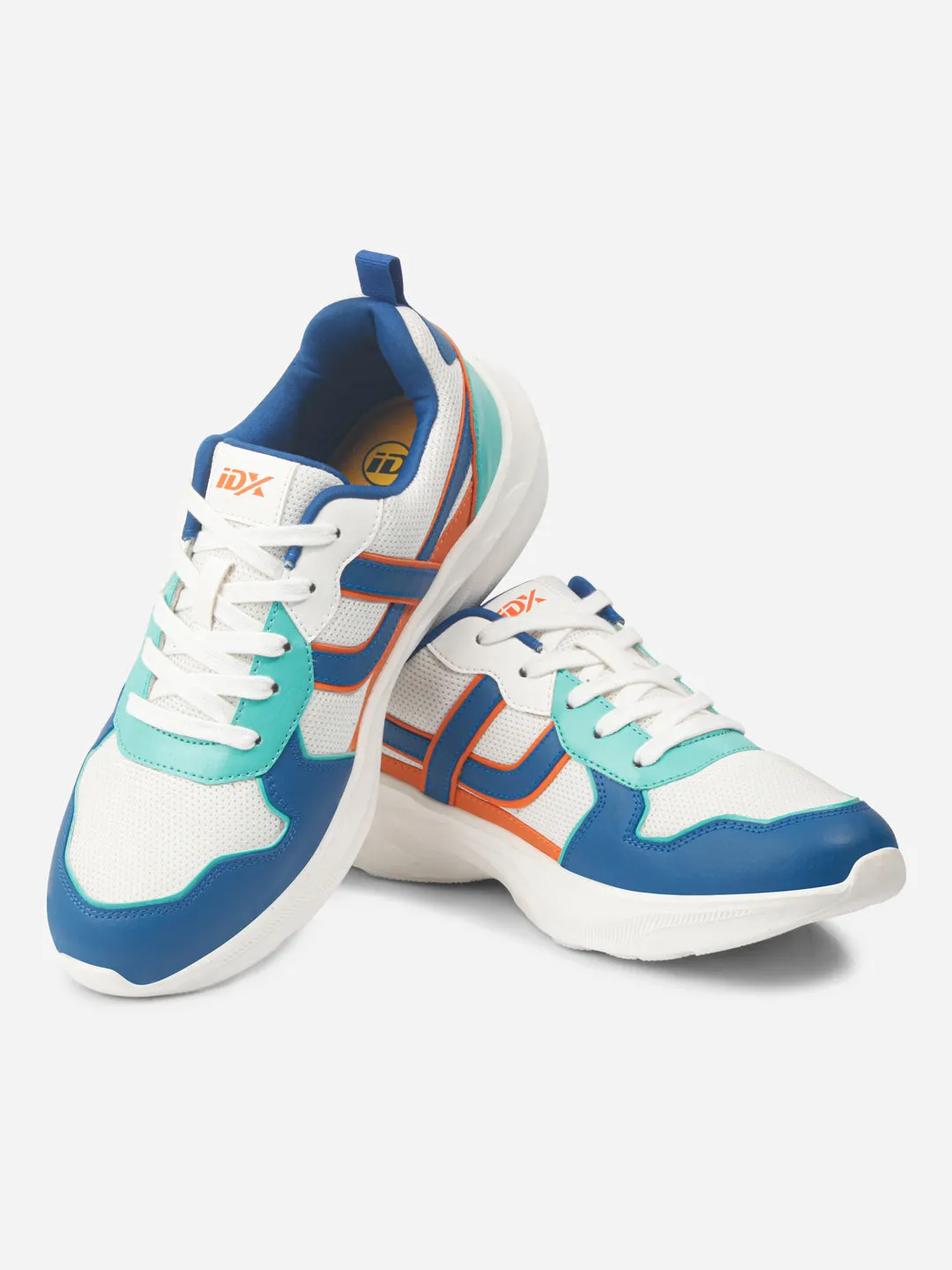 Ultra-soft fit Men's Colourblocked White Lace Up Sneakers (IX7129)