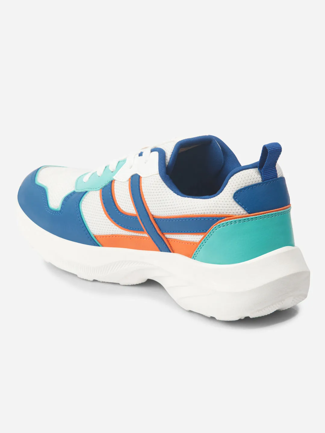 Men's Colourblocked White Lace Up Sneakers (IX7129) Perforated Airflow Zones