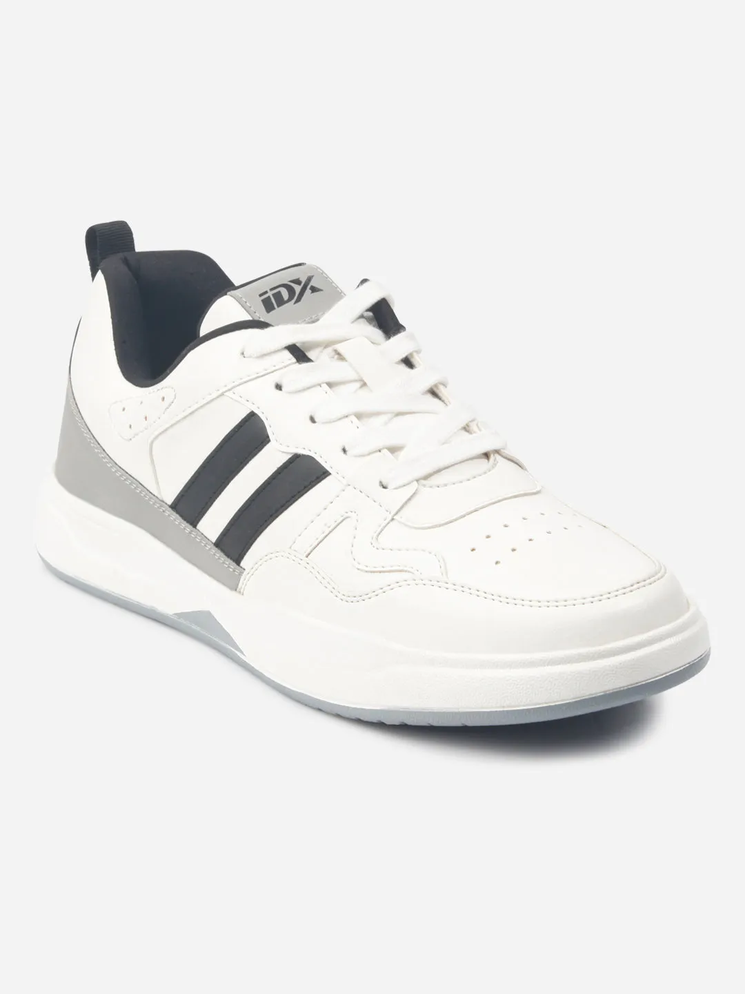 Men's White Lace Up Sneakers (IX6017) Multidirectional Flex