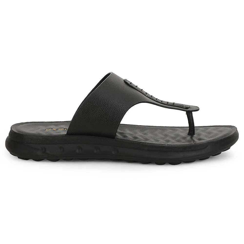 Healers Black Casual Slipper For Men GHD-82 By Liberty Torsion control Resort Mood