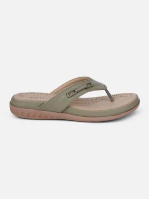 Women's Olive Thong Sandals (IU6013) Comfort collar