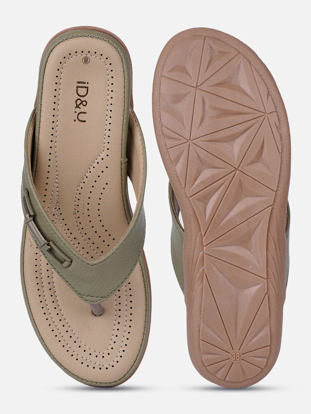 Women's Olive Thong Sandals (IU6013) Flexible Sole Reinforced Soles