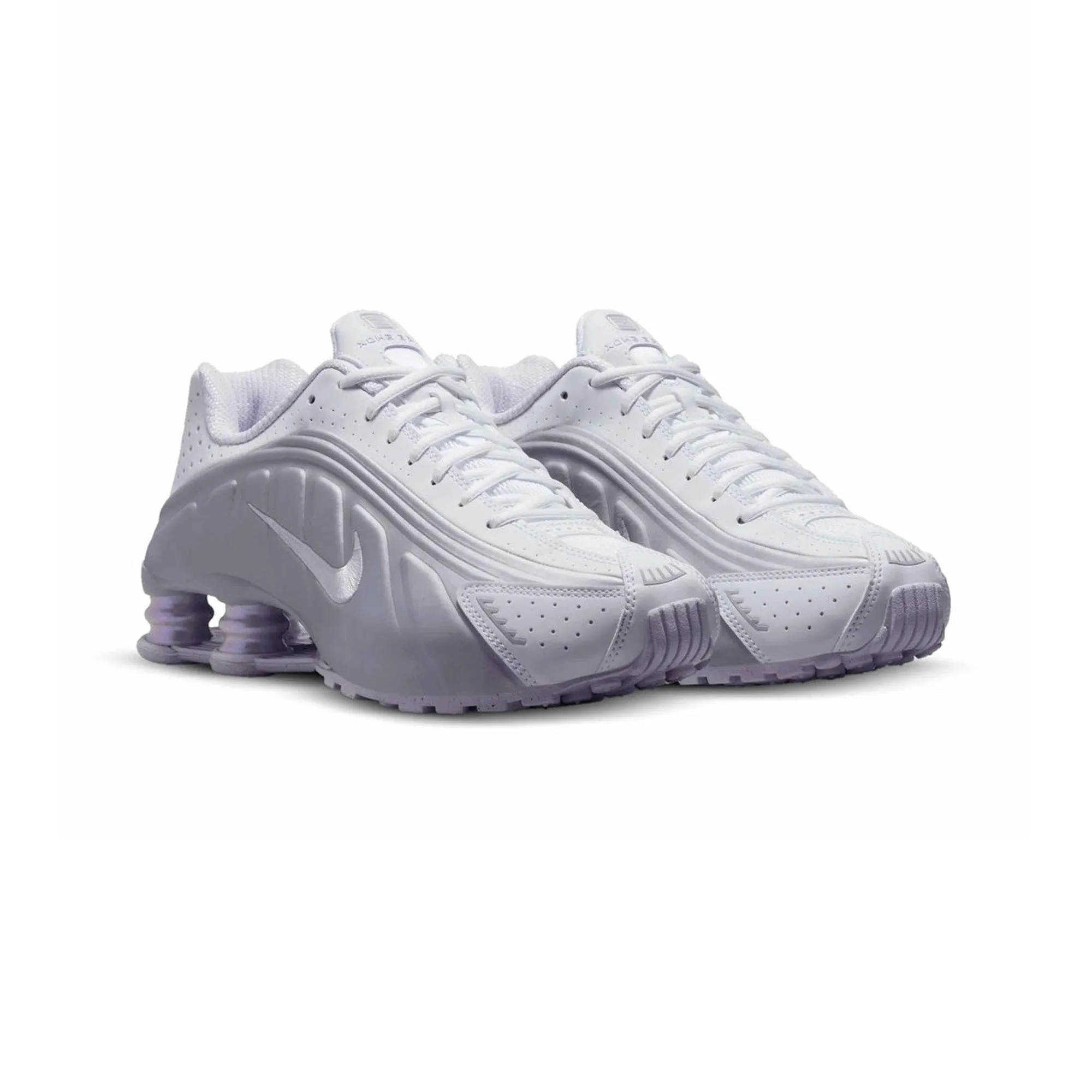 Mesh Upper Slip Safe Nike Shox R4 'White Metallic Platinum Barely Grape' Women's (2024)