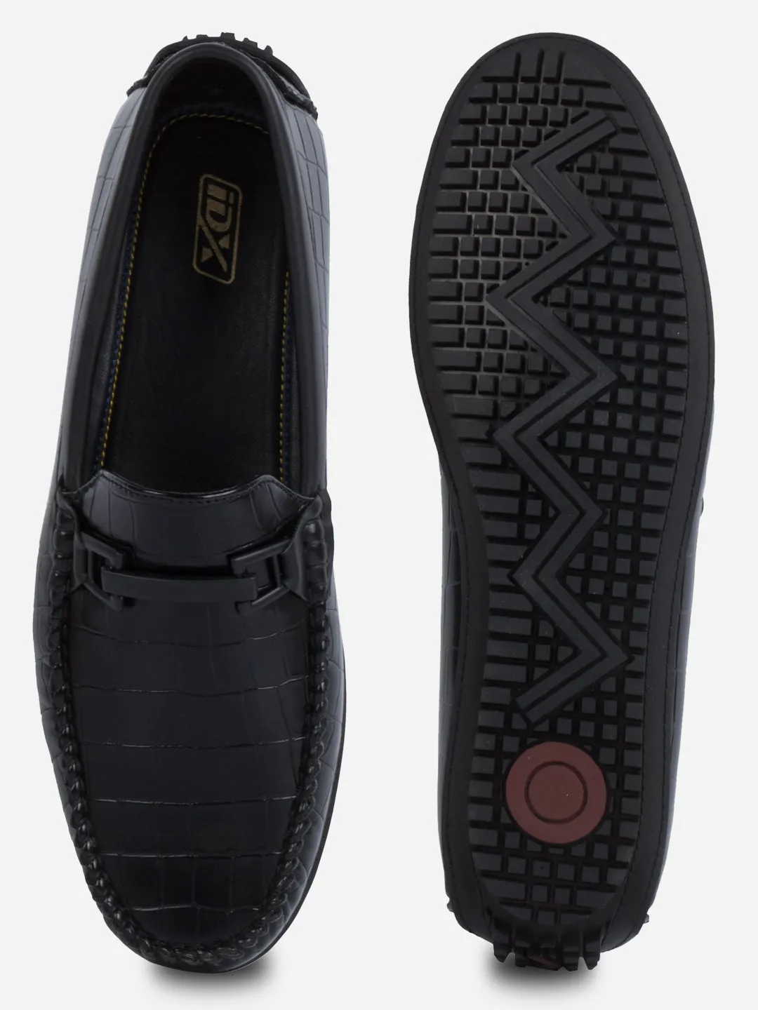 Men's Black Moc Toe Buckle Loafer (IX4113) Fire Red