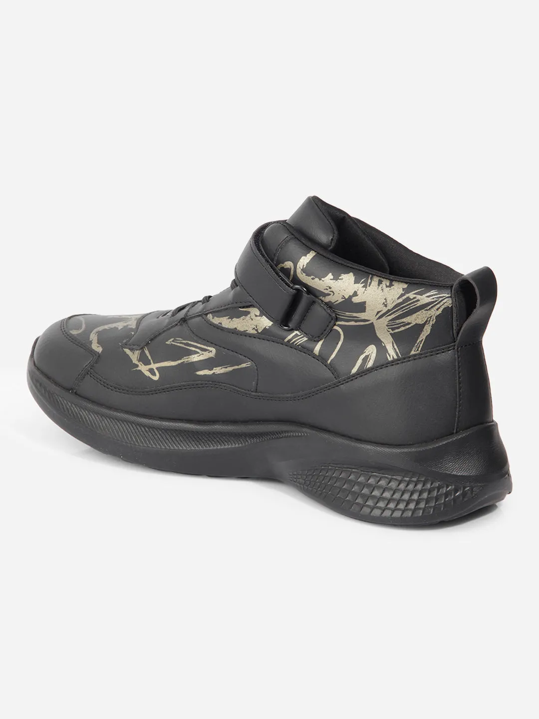 Men's Black Texture Print Sneakers IX7132 All-Weather Wear High Comfort
