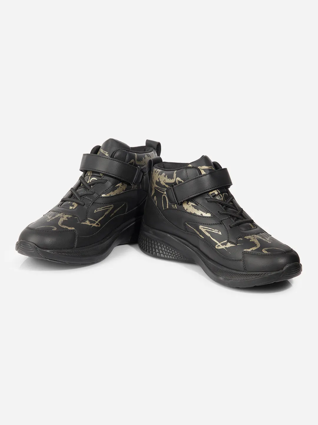 Moisture Management Men's Black Texture Print Sneakers IX7132