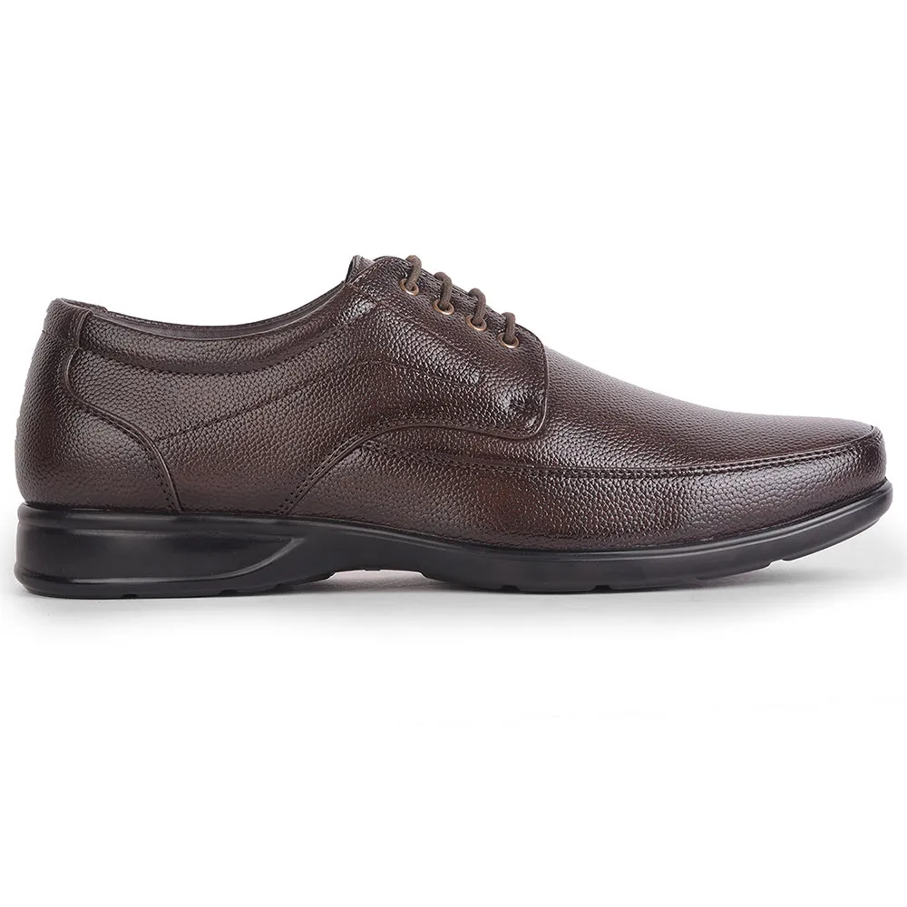 Fortune Brown Lacing Formal Derby Shoes For Men HML-5E By Liberty Brushed Finish