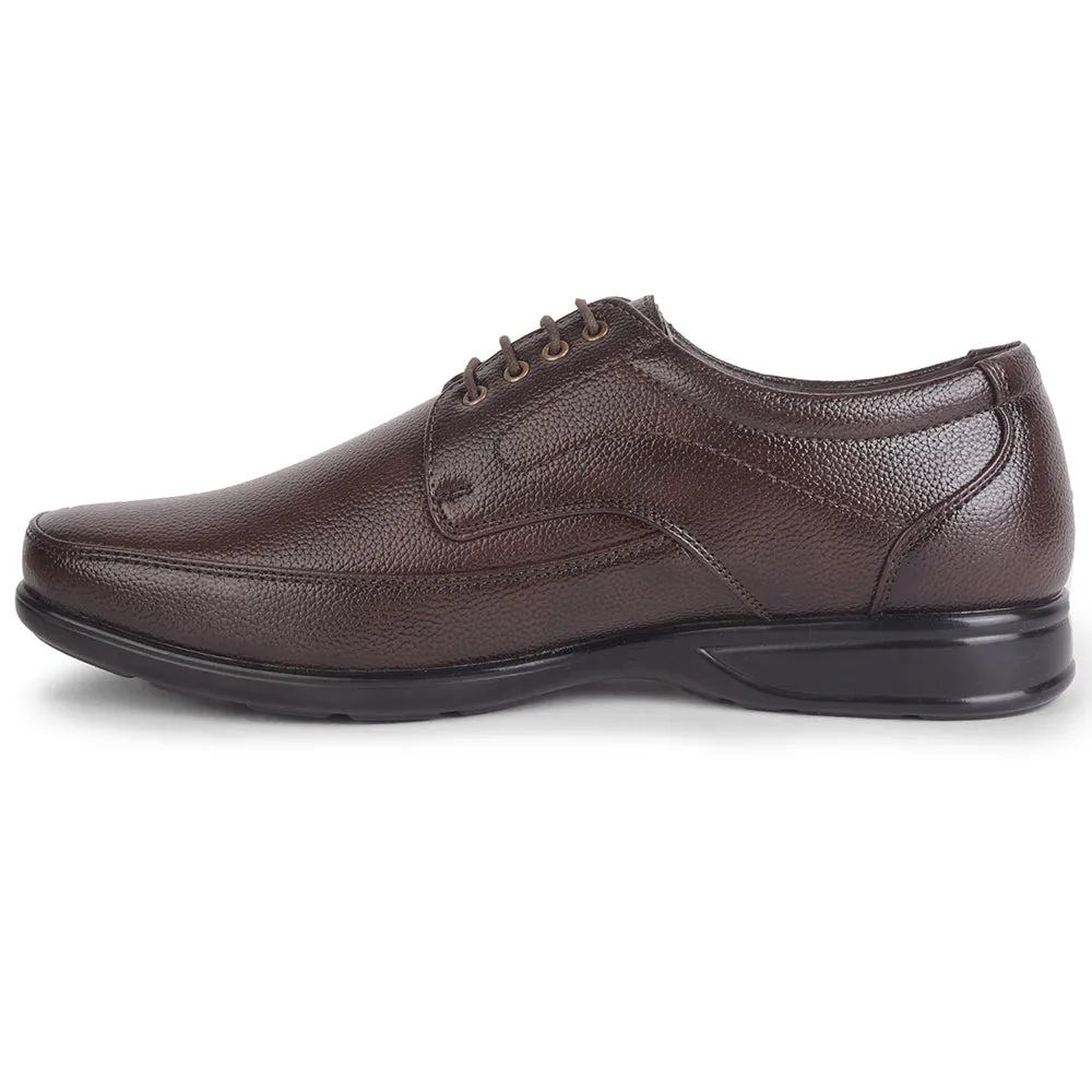 Fortune Brown Lacing Formal Derby Shoes For Men HML-5E By Liberty Quick Fit Flexible Sole