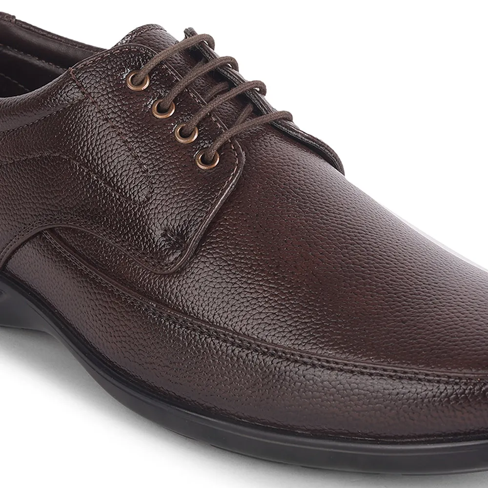 Reinforced heel Fortune Brown Lacing Formal Derby Shoes For Men HML-5E By Liberty