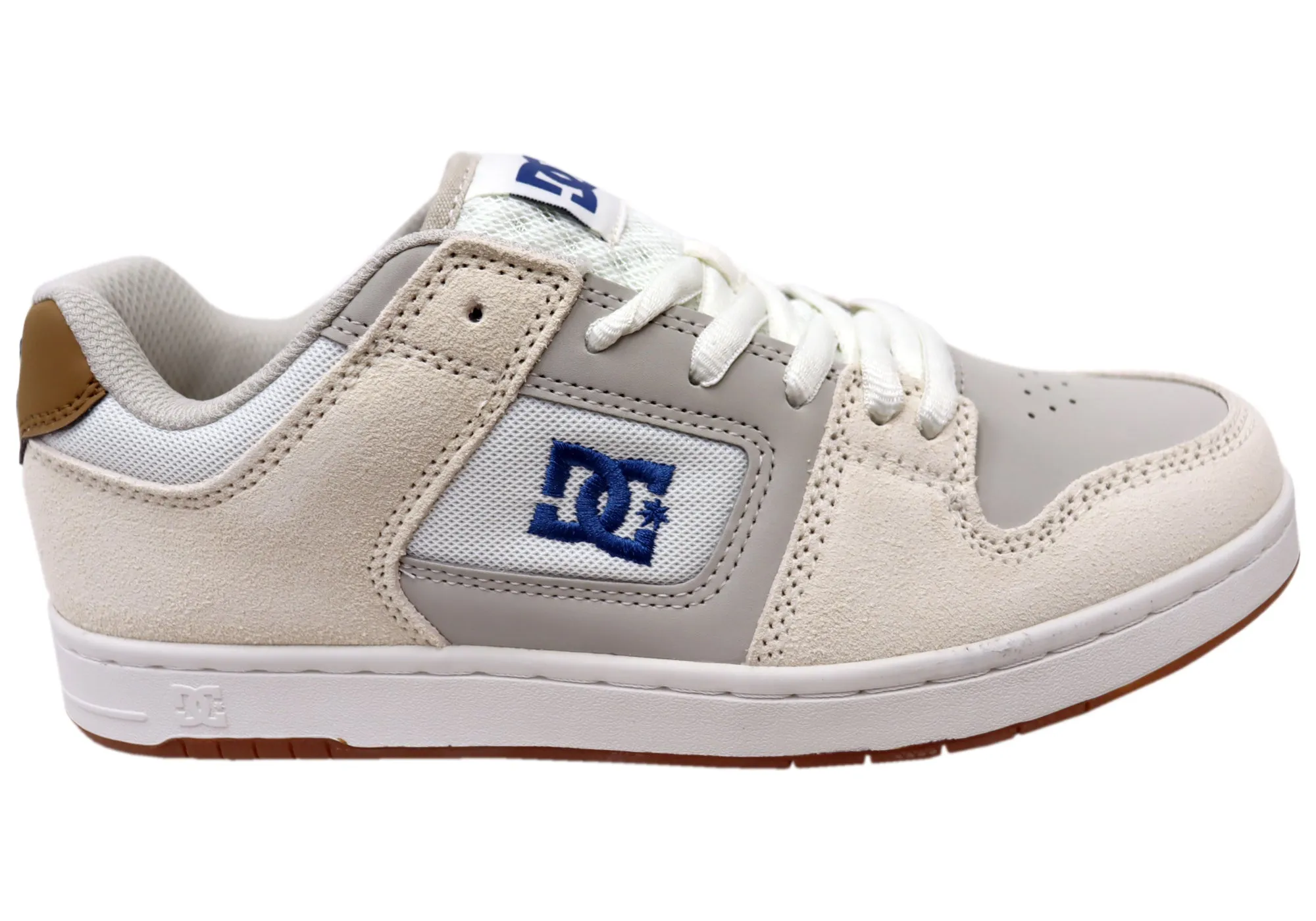 DC Shoes Mens Manteca 4 Comfortable Leather Shoes Tan Blue Gum Stone Path