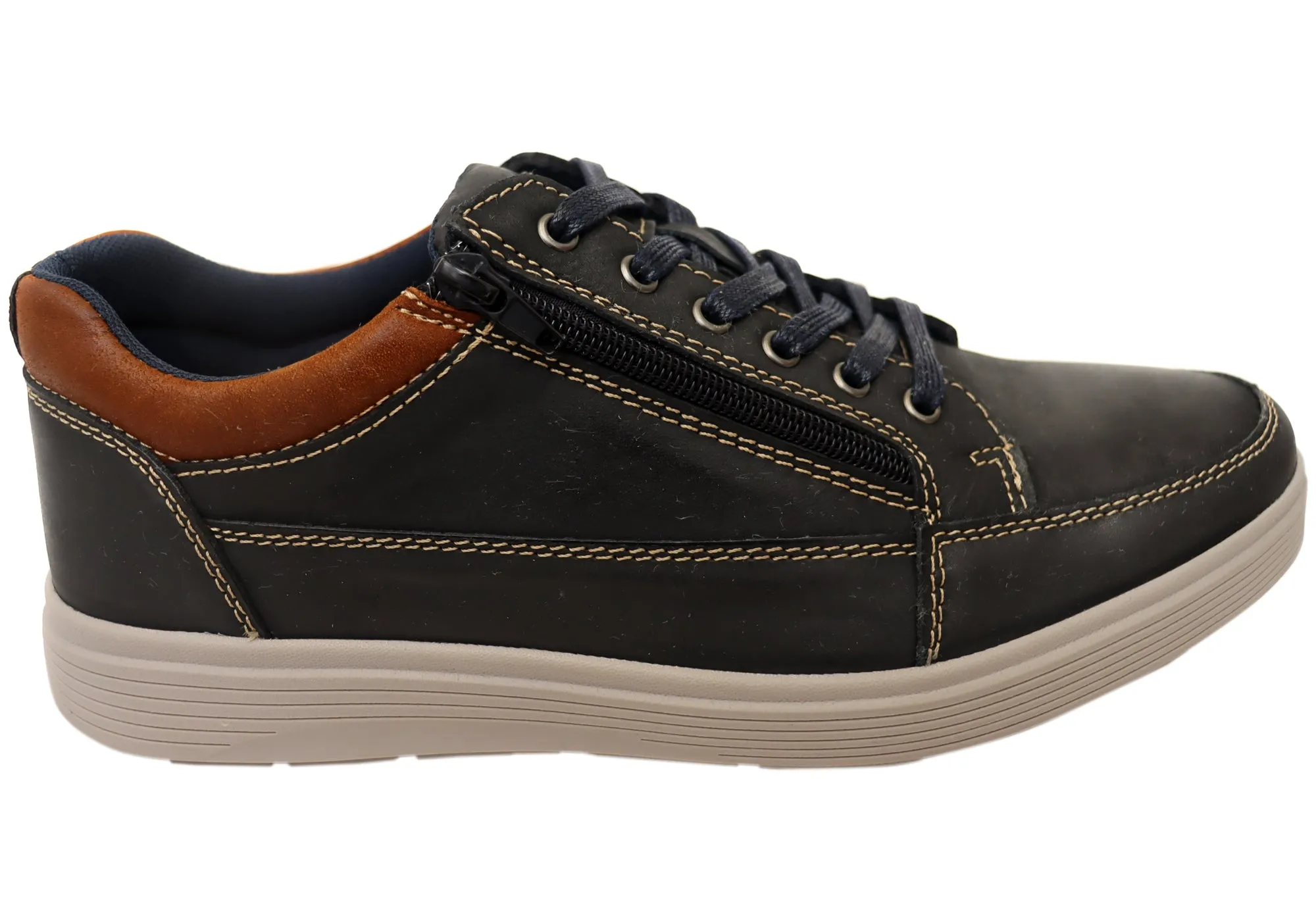 Explorer Rico Mens Comfortable Leather Lace Up Casual Shoes Sturdy Support Daily Errand