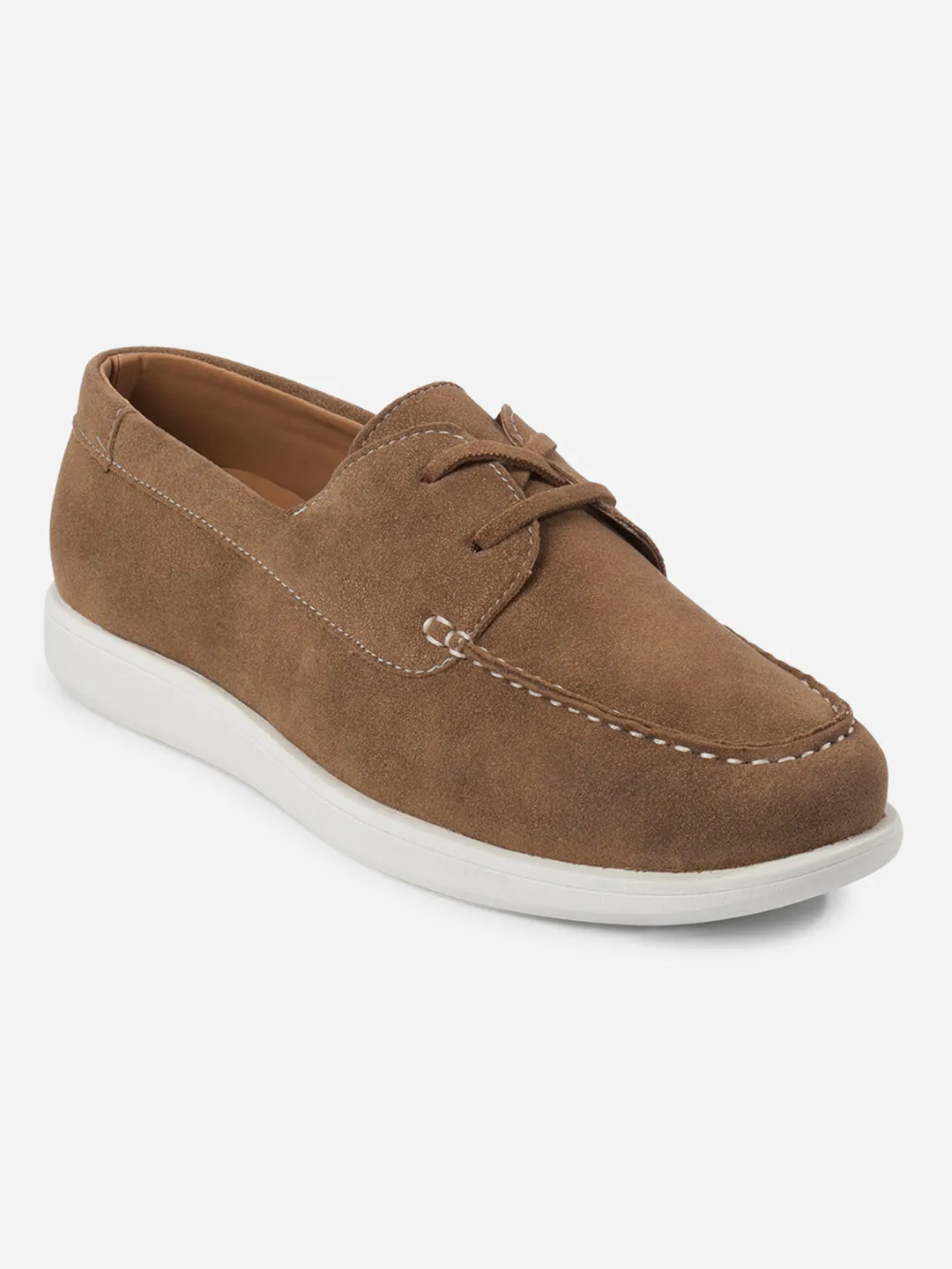 Men's Beige Suede Finish Casual Lace Up (IX2151) Joint Care Balance Fit