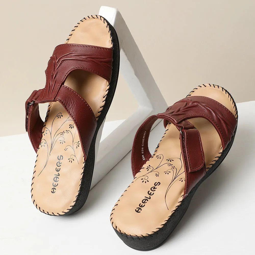 Healers Comfort (Cherry) Slippers For Women DR-526 By Liberty Padded Comfort Wellness Seekers