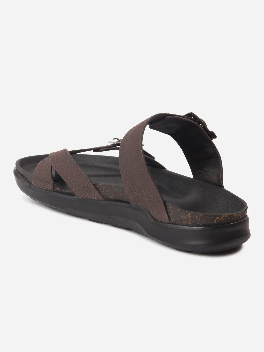 Suede Soft Ocean Edge Men's Brown Strap Sandals (ID4270)