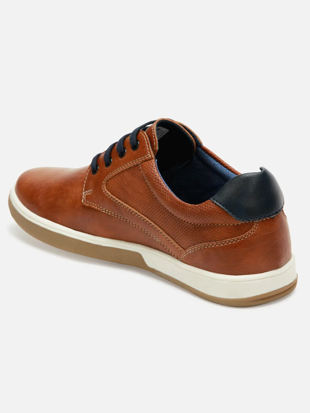 Men's Tan Round Toe Lace Up Casual (IX1017) Smooth Soles Water Edge