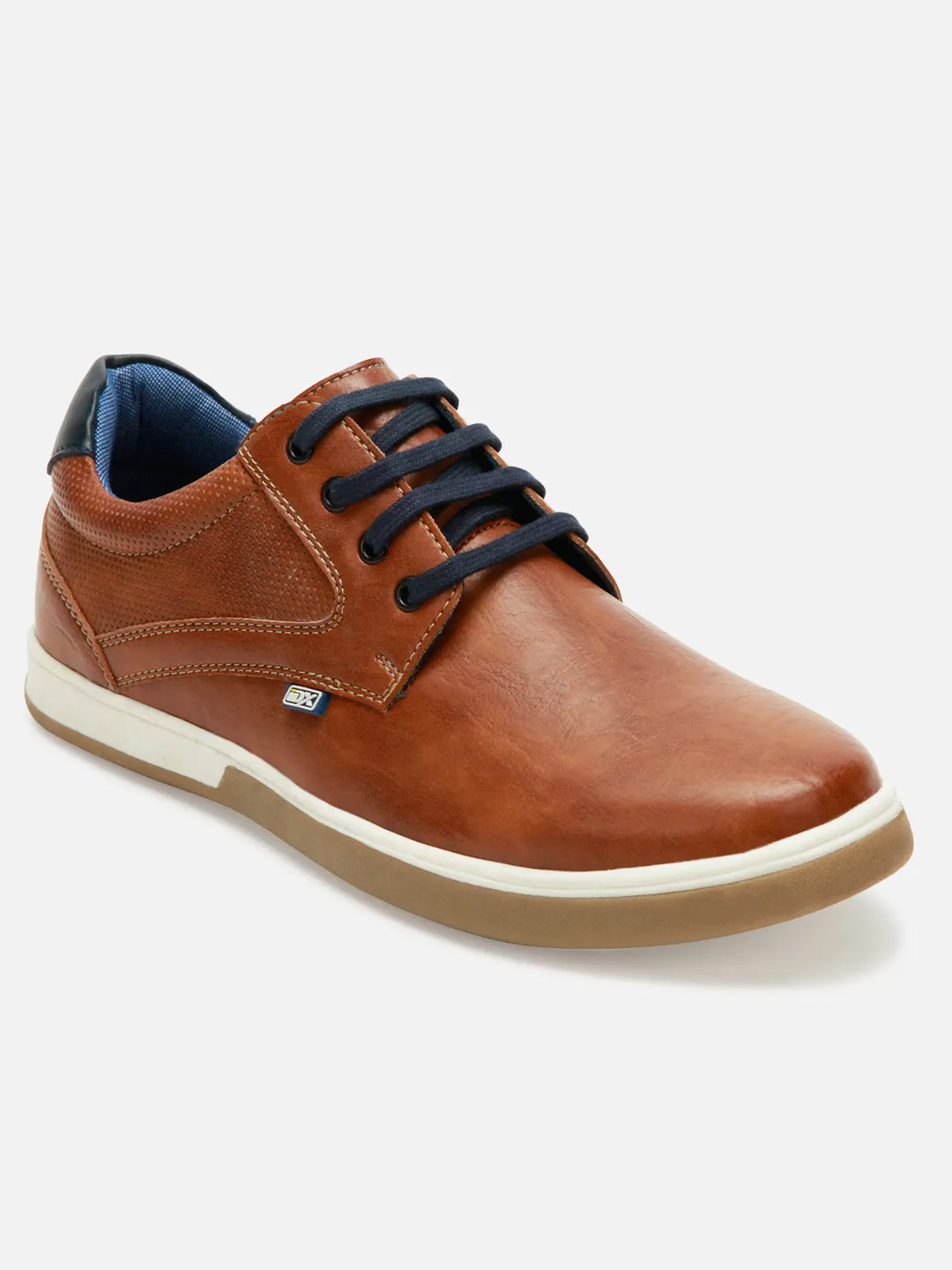 Men's Tan Round Toe Lace Up Casual (IX1017) Stretch Fabric Travel Light