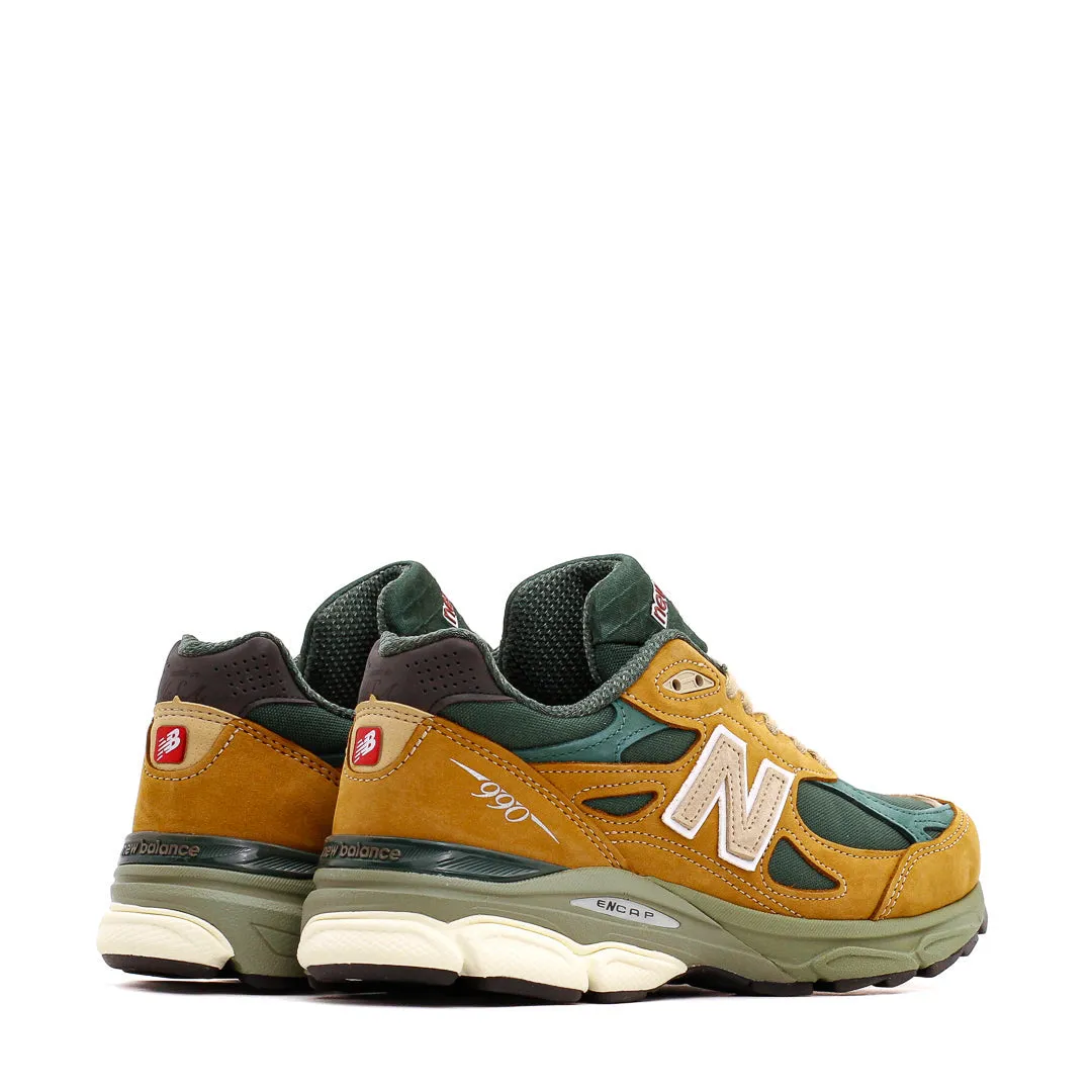 New Balance Men 990v3 Tan Green Made In USA M990WG3 Trail Ease